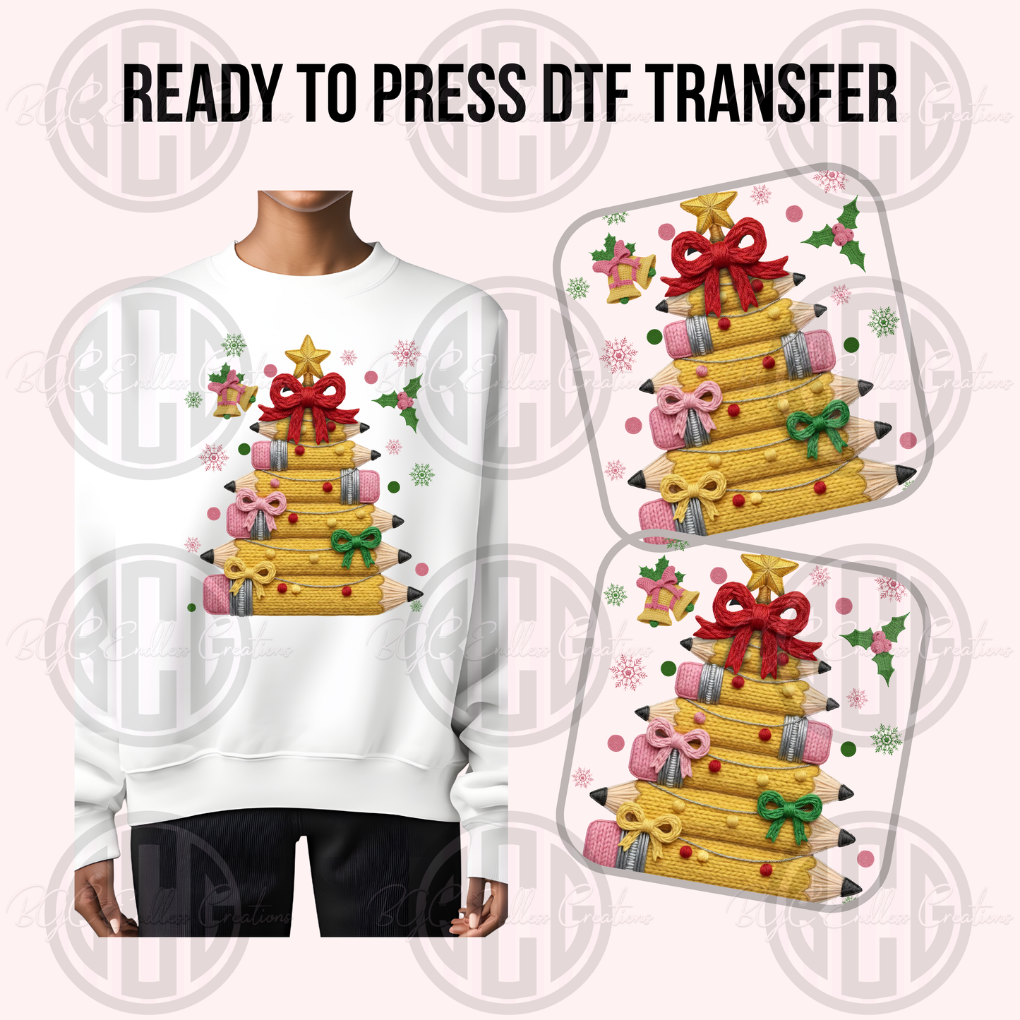 PENCIL XMAS TREE DTF TRANSFER