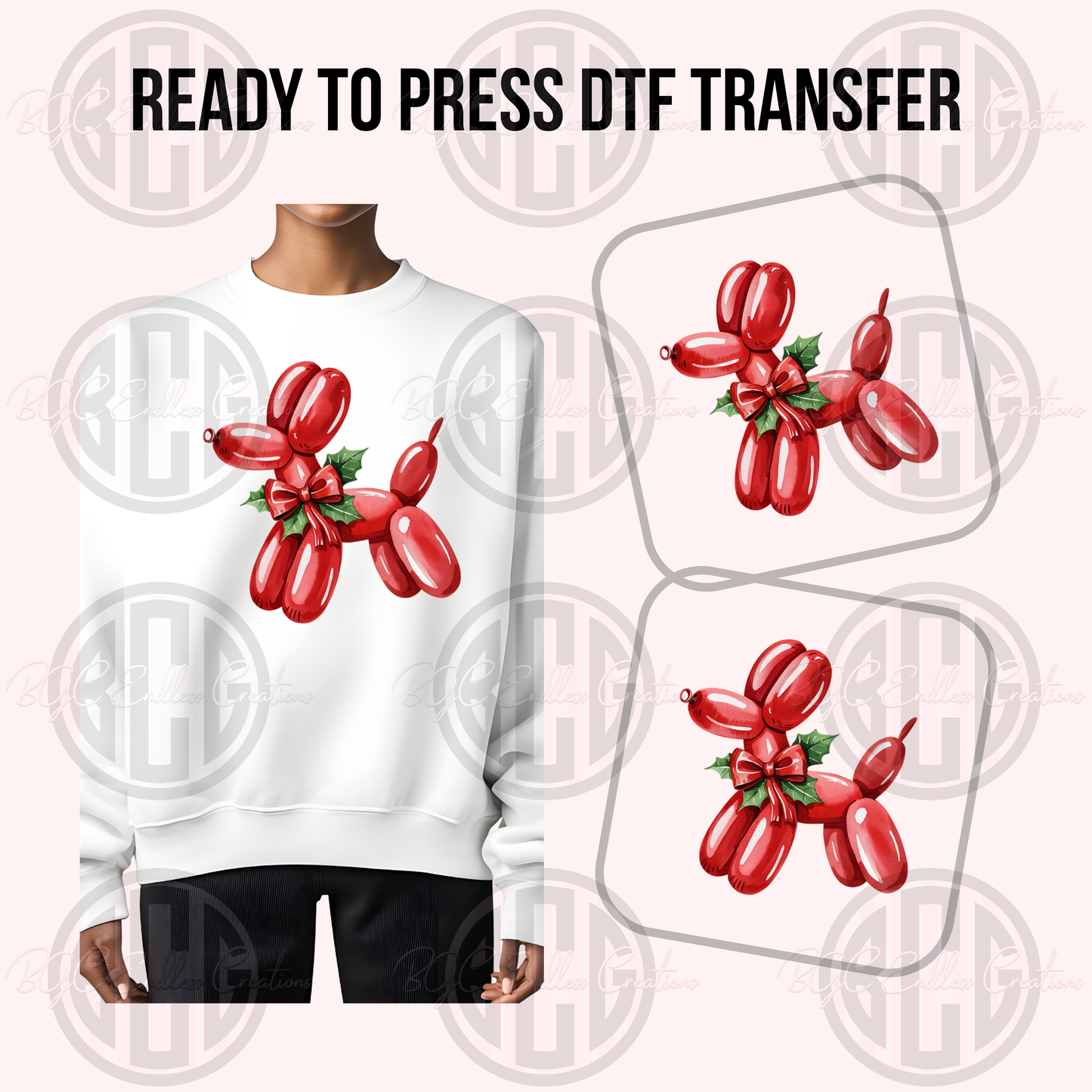 MISTLETOE BALLOON DOG DTF TRANSFER