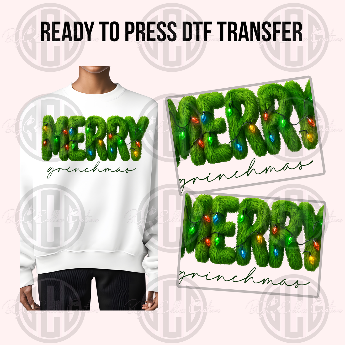 GREEN MERRY XMAS DTF TRANSFER