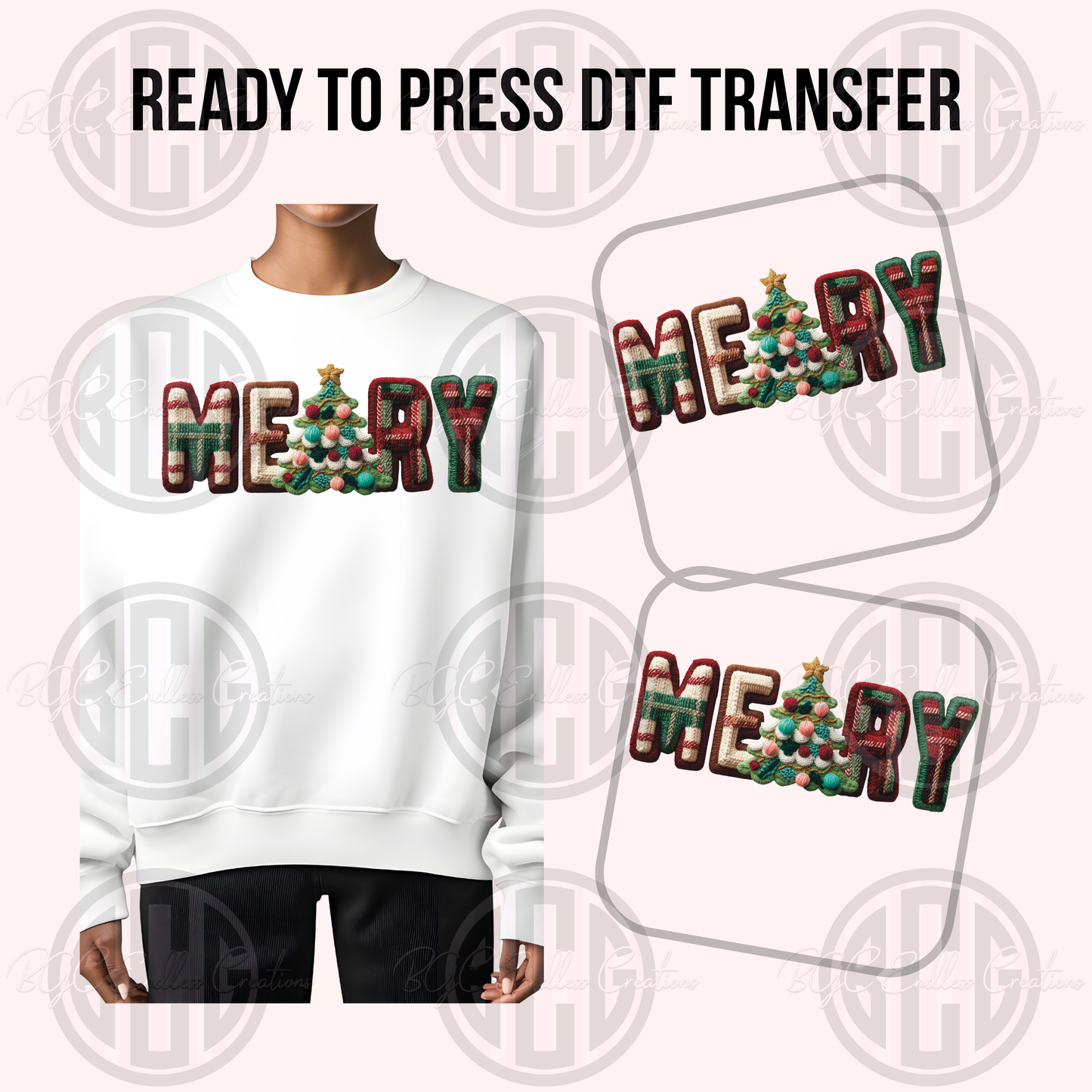 FAUX YARN MERRY DTF TRANSFER