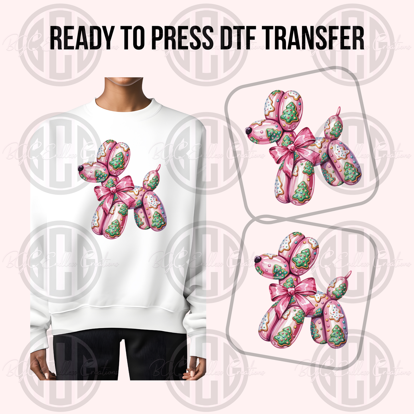 PINK BALLOON DOG DTF TRANSFER