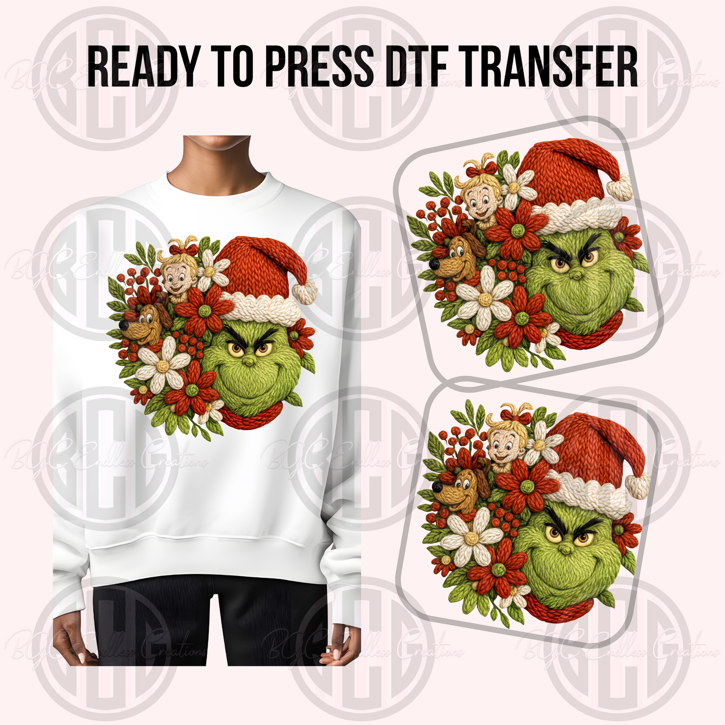 FLORAL GRINCH DTF TRANSFER