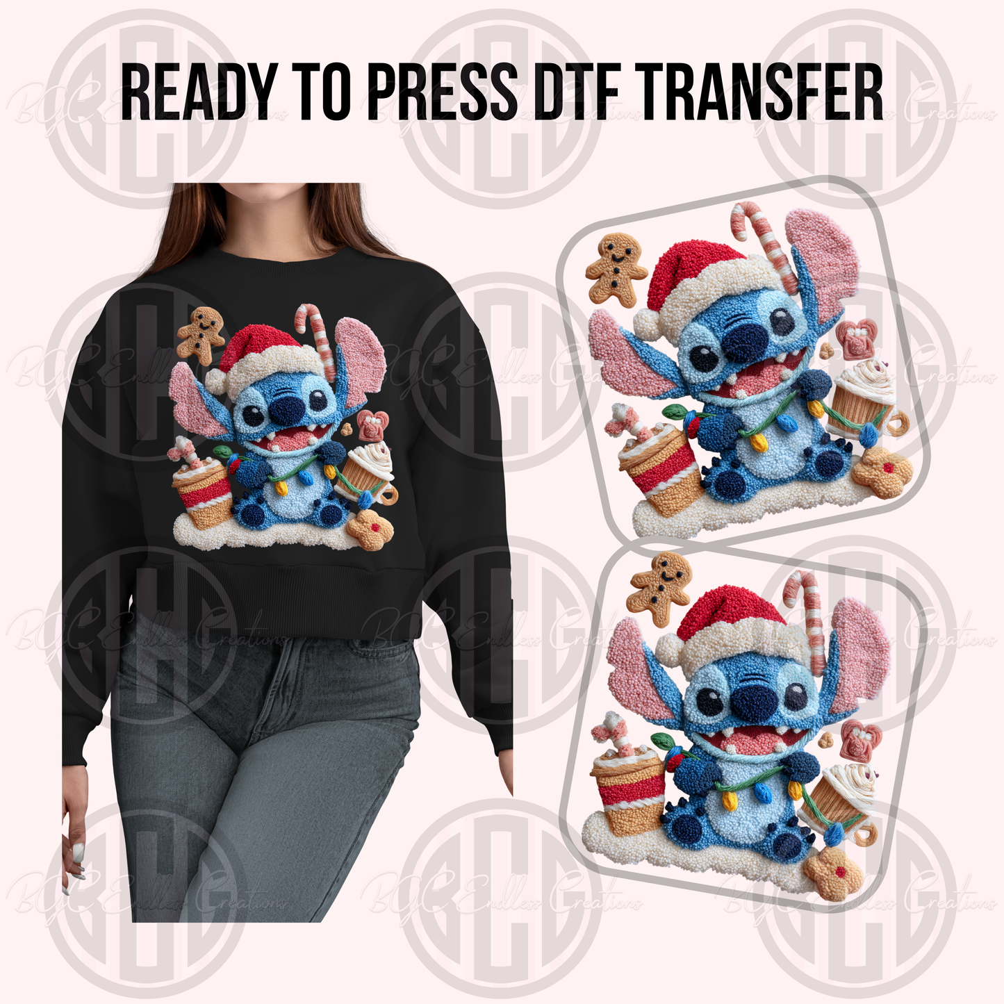 BLUE ALIEN XMAS DTF TRANSFER