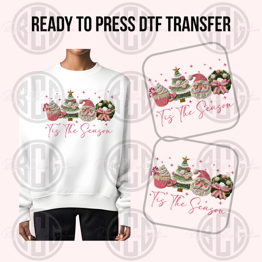 'TIS THE SEASON PINK DTF TRANSFER